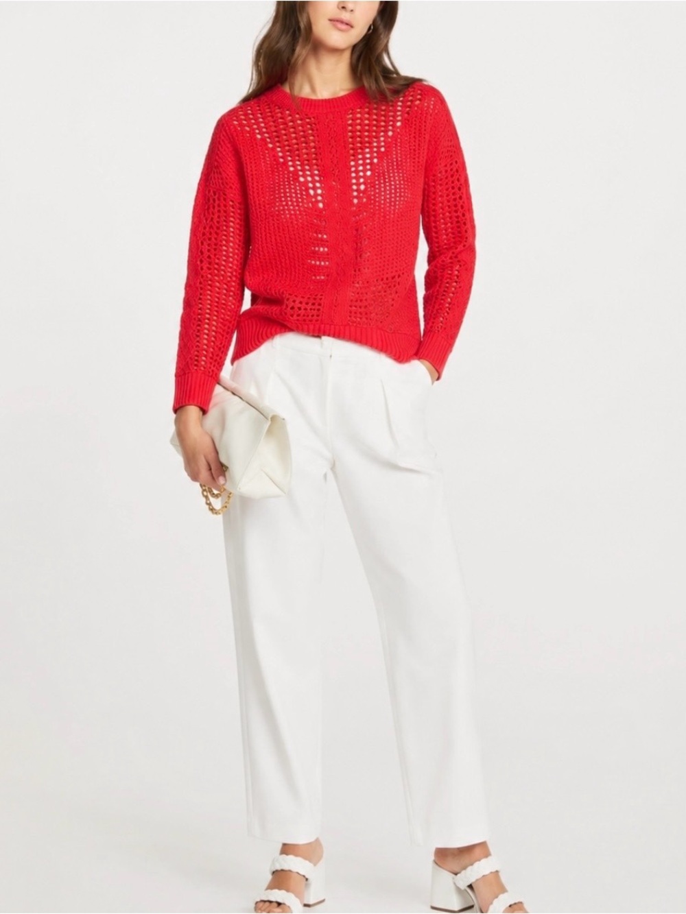 Maje Crocheted Cotton Sweater